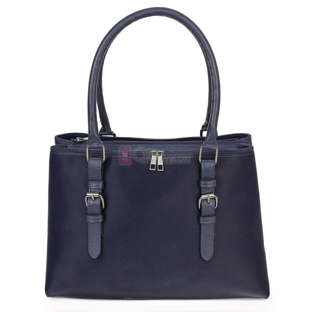 Елегантна дамска чанта от висококачествена еко кожа в тъмносин цвят. Код: APS